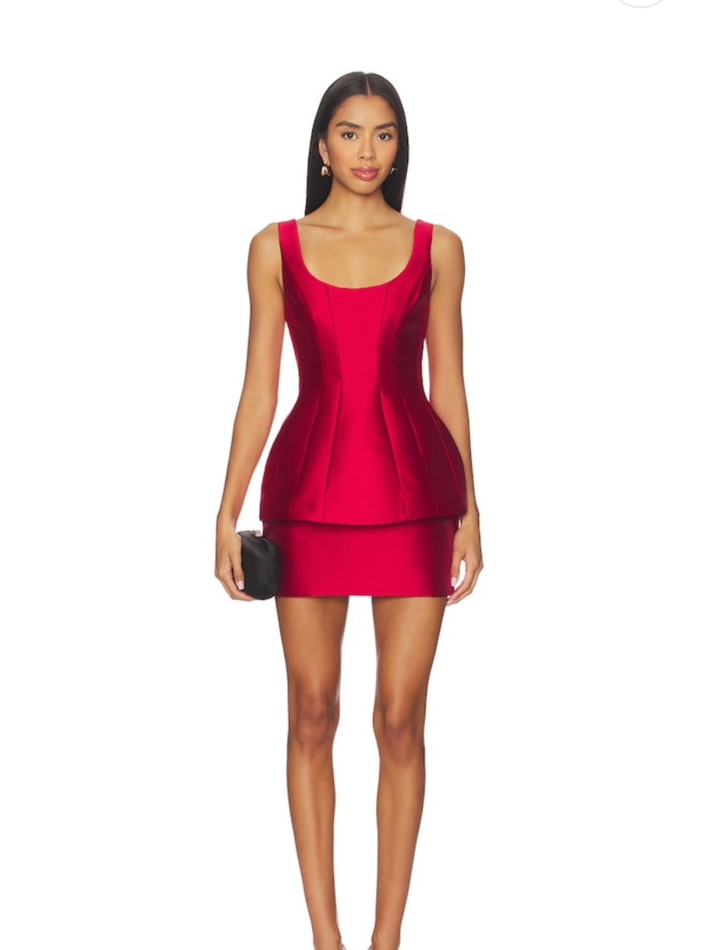 Amanda Uprichard Empire Pleated Peplum Cocktail Minidress